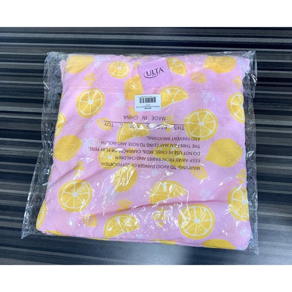 Ulta New 2-in-1 Pink Lemon Beach Towel & String Backpack – Summer Travel‎ Bag
